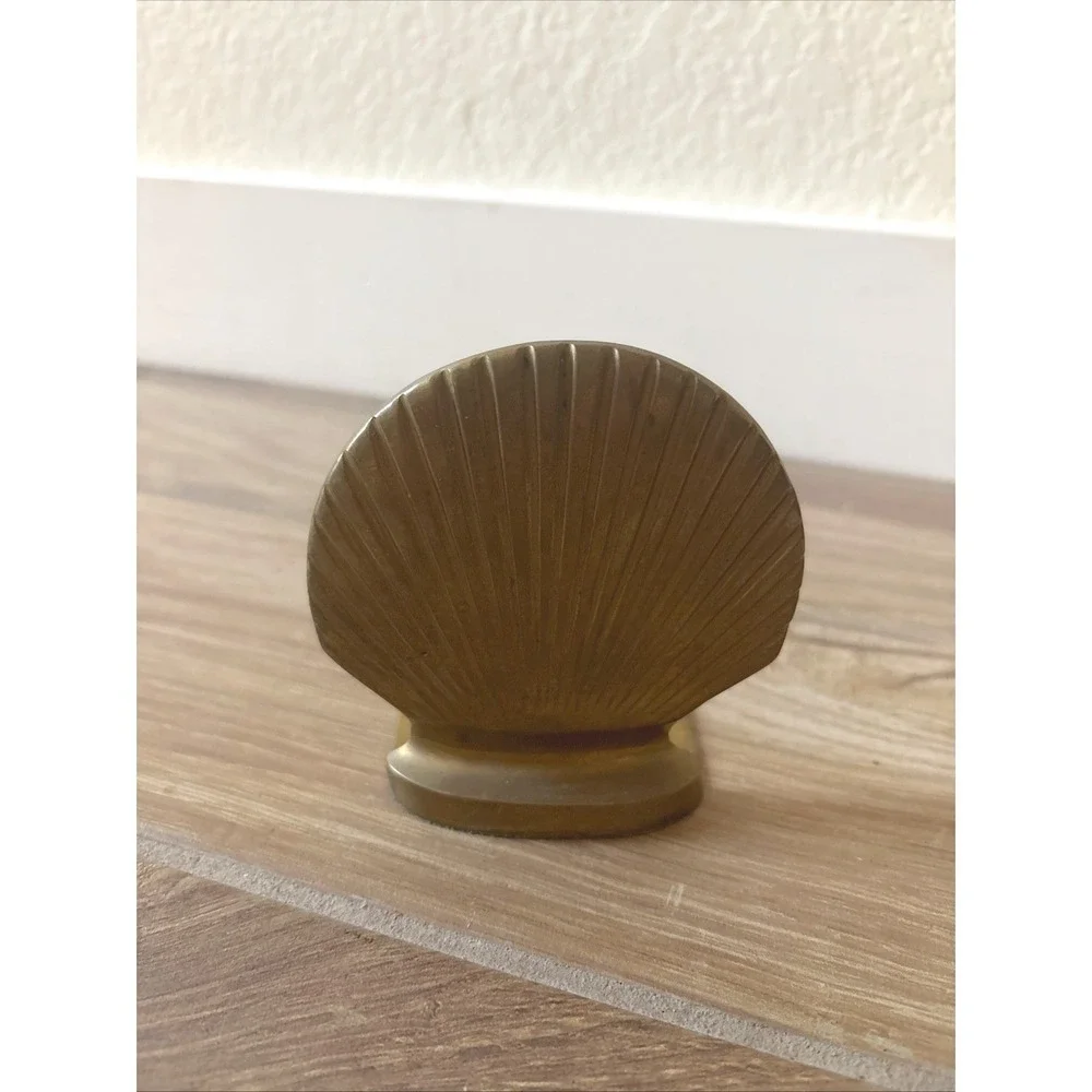 1 Vintage Solid Brass Bookend Seashell‎ Scallop Art Deco Beach MCM Nautical 6